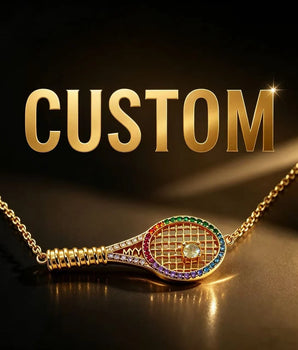 Custom Iced-Out Tennis Racket Necklace & Bracelet | Personalized Sports Jewelry
